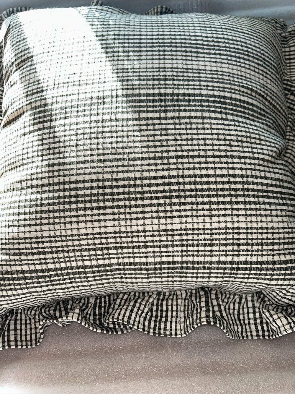 Studio McGee 24” Uneven Plaid Ruffle Pillow - Green/Tan - Picture 7 of 10